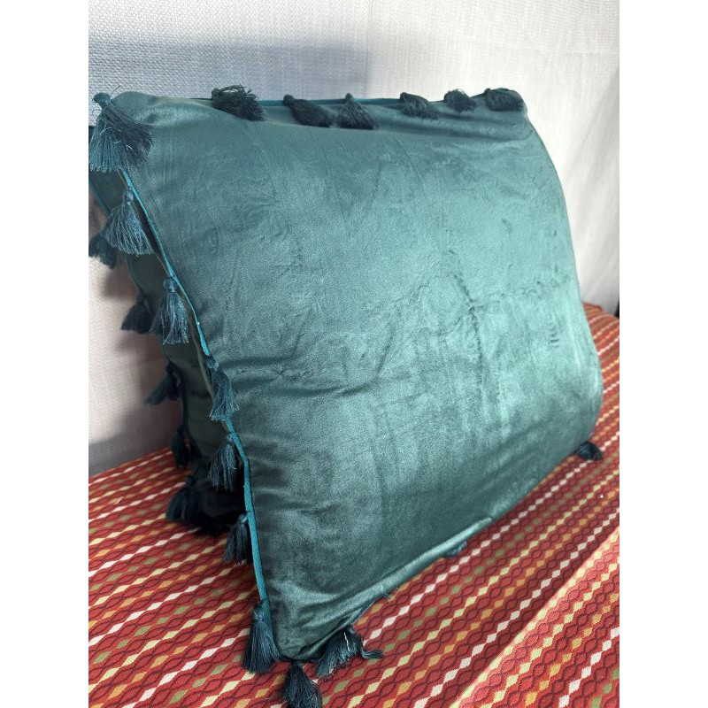 SUEDE GREEN THROW PILLOW COVER