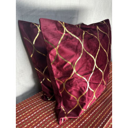 BURGUNDY VELVET THROWS PILLOW COVER